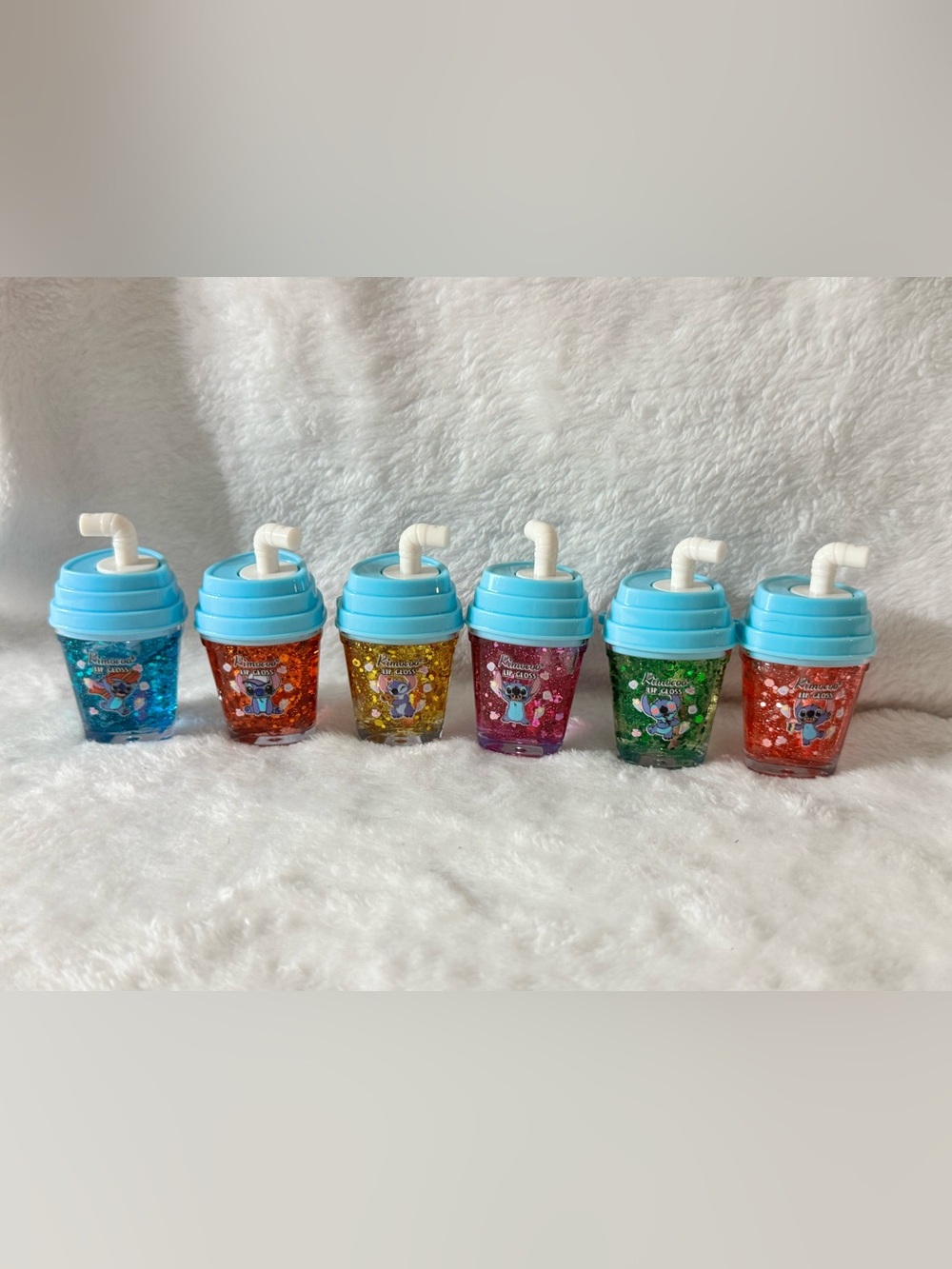 Kawaii Glitter Drink Cup Lip Gloss Set - Blue Tops